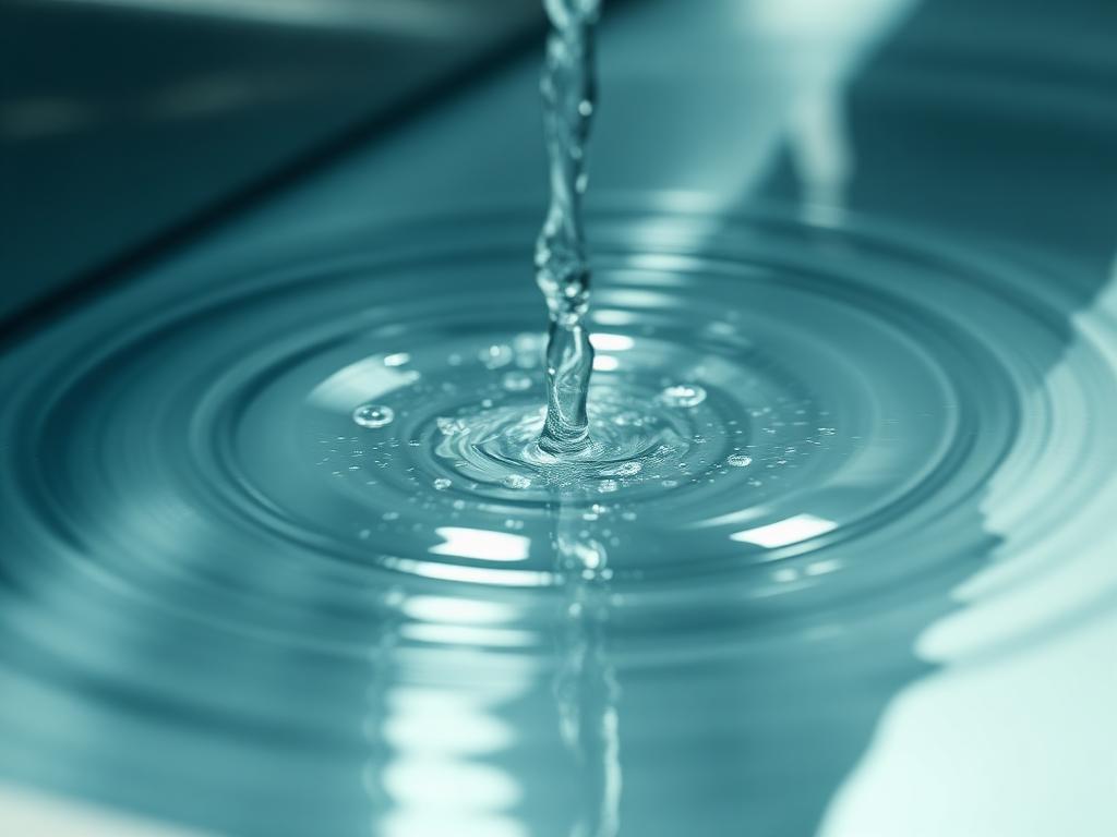 Clean water flowing over polished steel