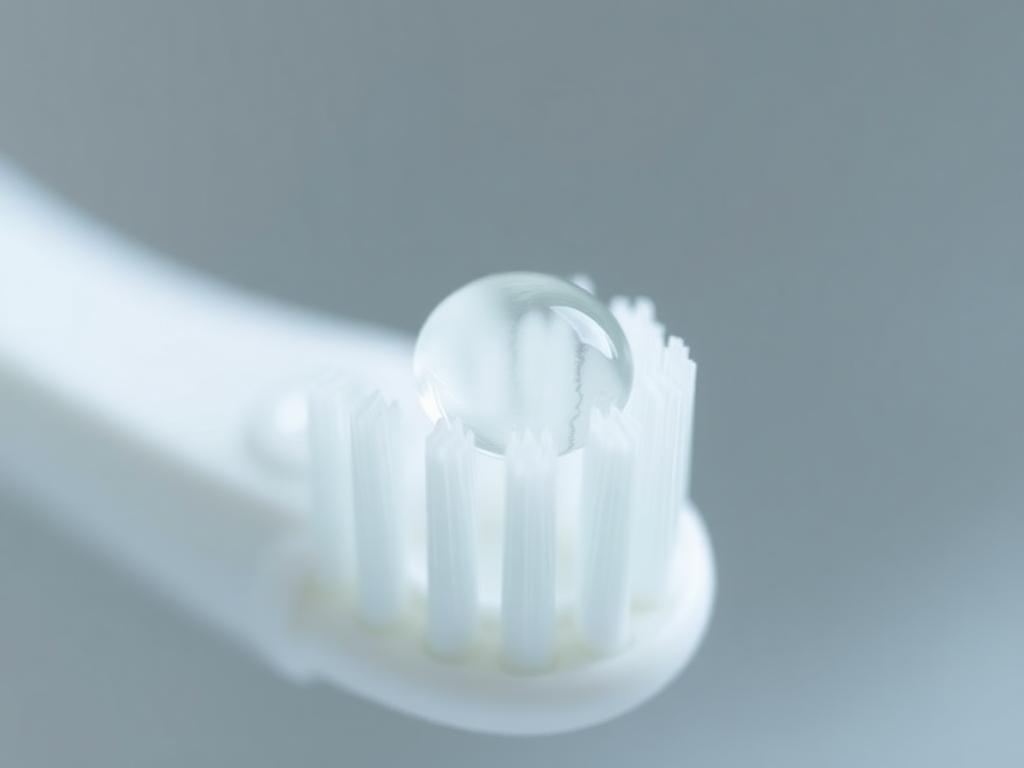 Clear gel bead on toothbrush bristles